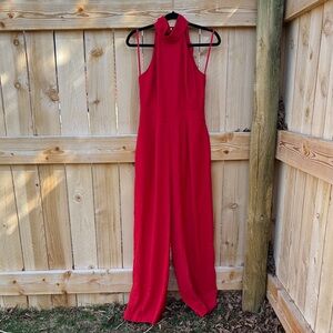 Chelsea28 Vibrant Red Halter Jumpsuit